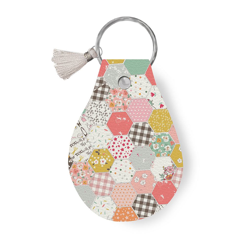 Leather Circle Keychain BloomBerry by Lori Holt