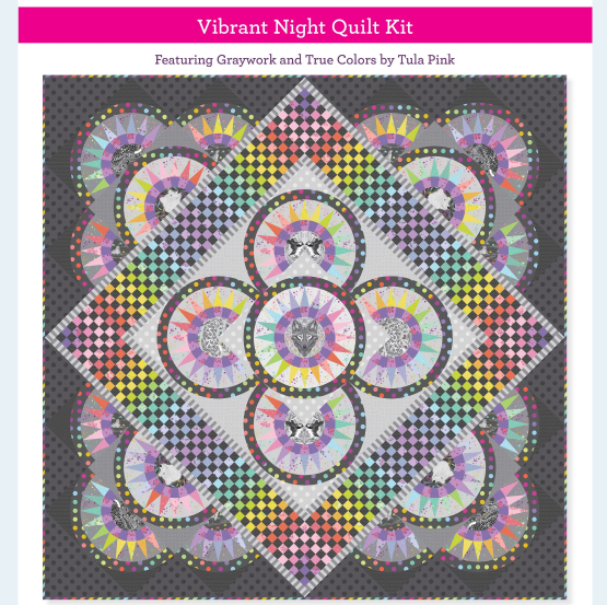 Tula Pink Graywork Vibrant Night Quilt Kit