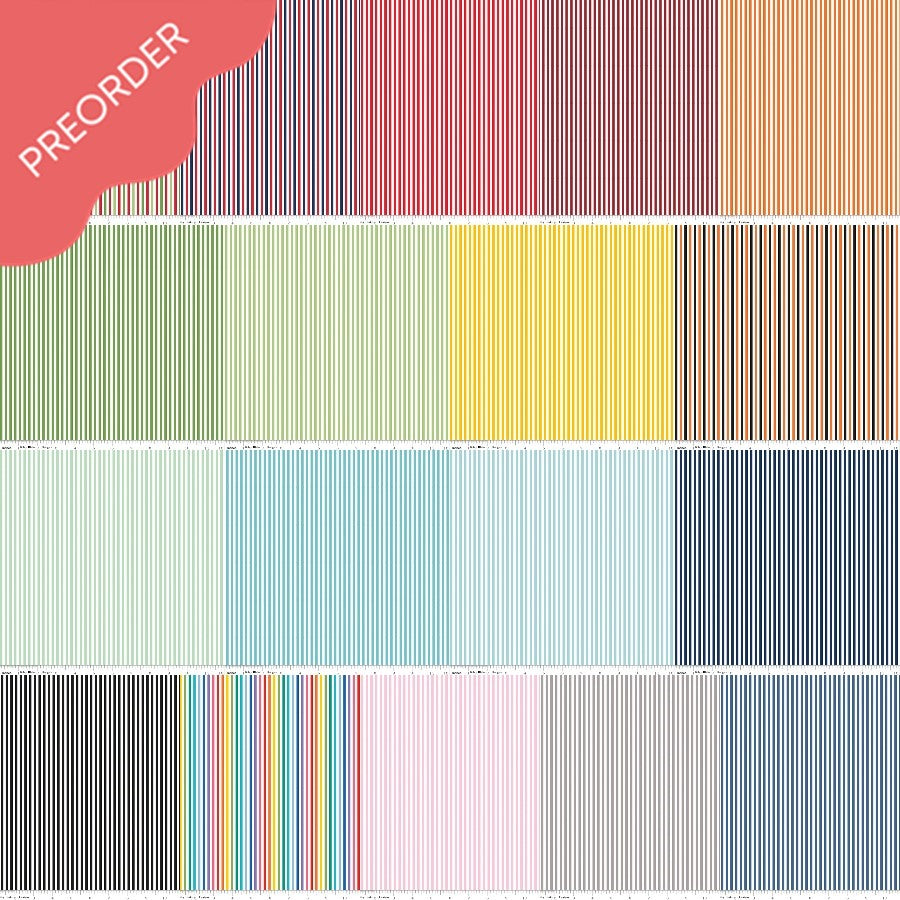 Riley Blake Stripes 1/8" Fabric Bundle 18 Colors