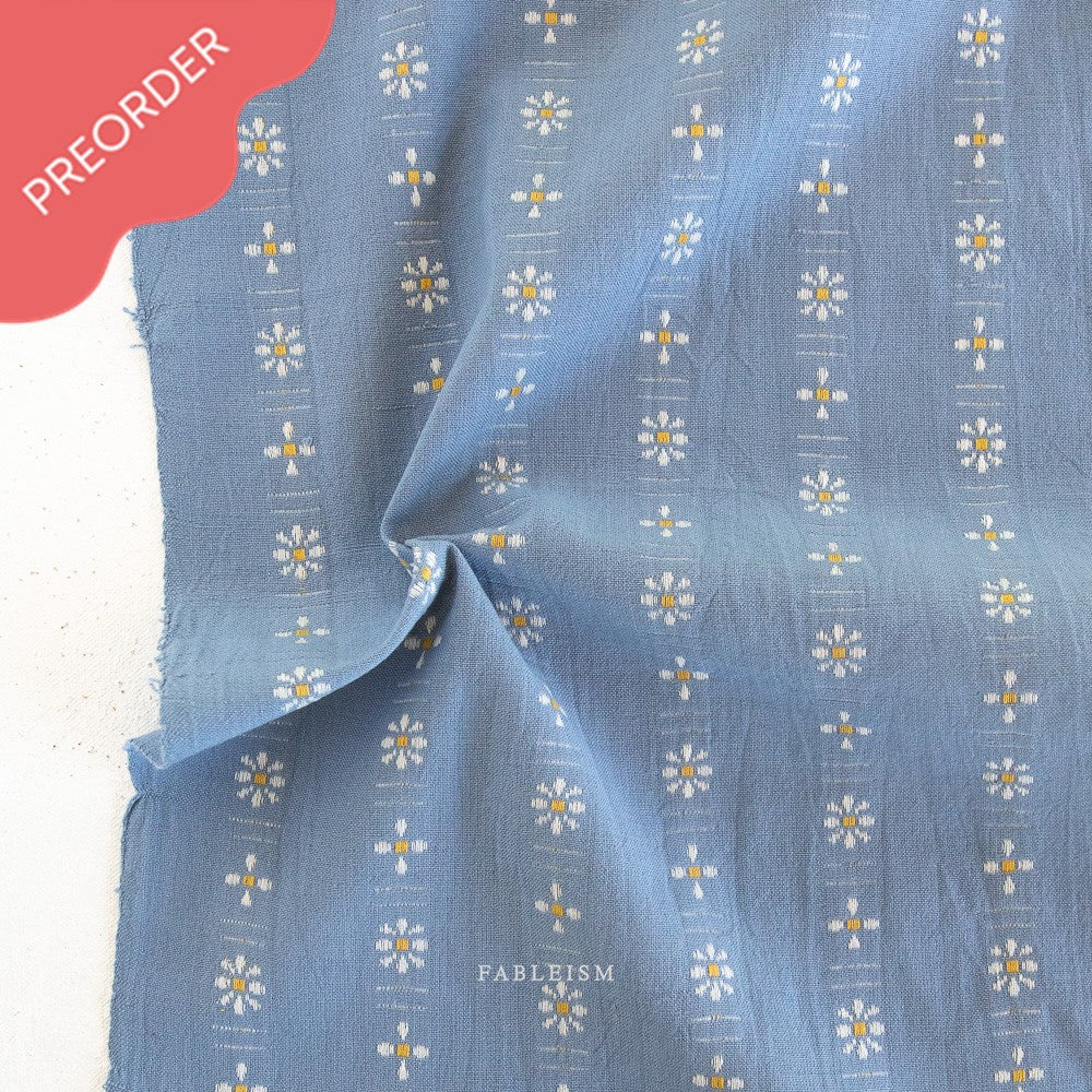 Fableism Daisy Woven Stone Blue Fabric