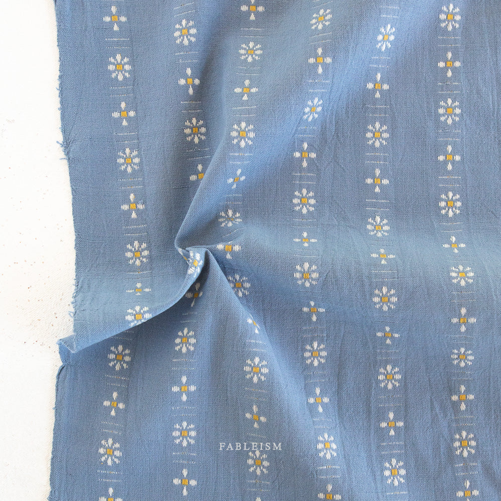 Fableism Daisy Woven Stone Blue Fabric