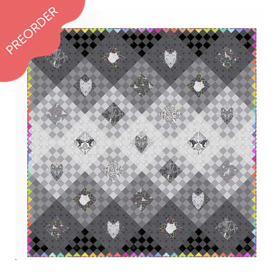 Tula Pink Graywork Fade To Gray Quilt Kit