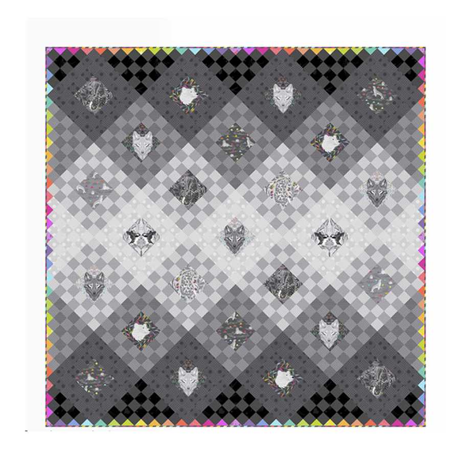 Tula Pink Graywork Fade To Gray Quilt Kit