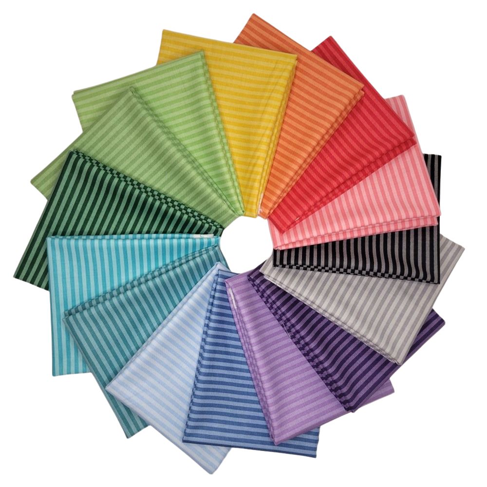 Riley Blake Tonal Stripes 1/8" Fabric Bundle 15 Colors