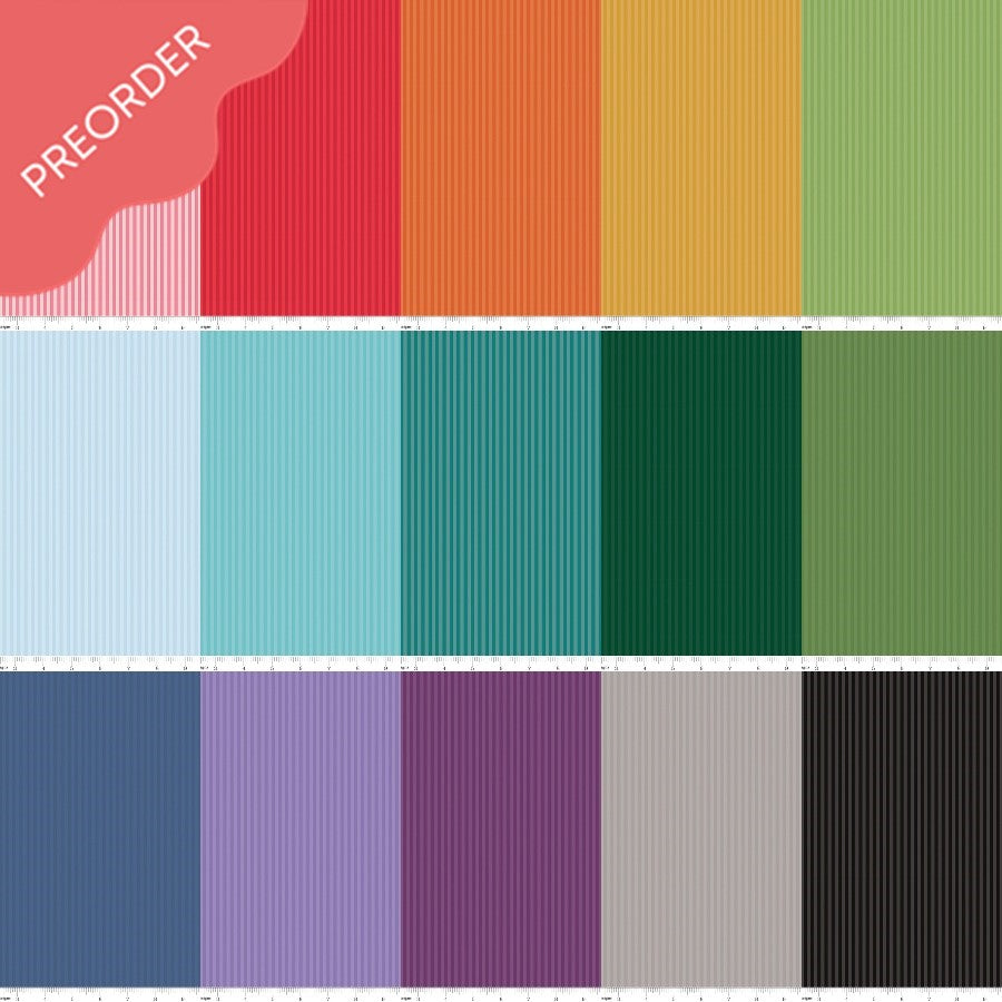 Riley Blake Tonal Stripes 1/8" Fabric Bundle 15 Colors