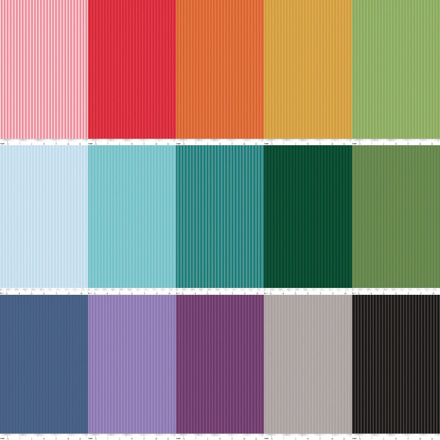 Riley Blake Tonal Stripes 1/8" Fabric Bundle 15 Colors